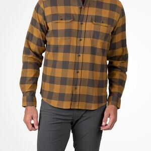 Tailor Vintage Mens S Yellow Blue Plaid Cotton Long Sleeve Flannel Shirt NWT